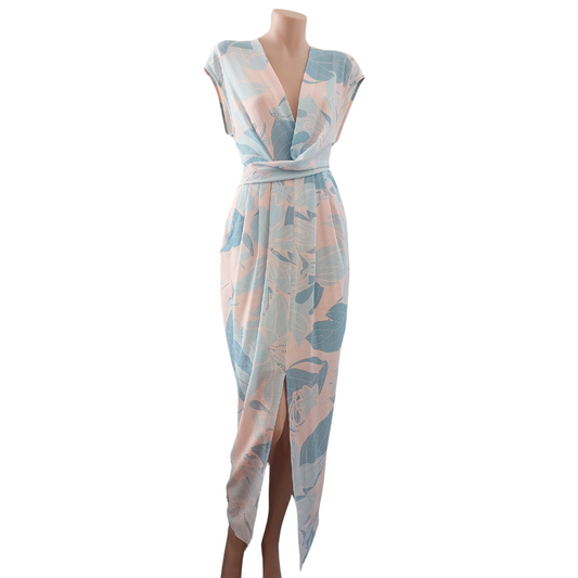 NEW Mia blue & white floral midi dress, size 8