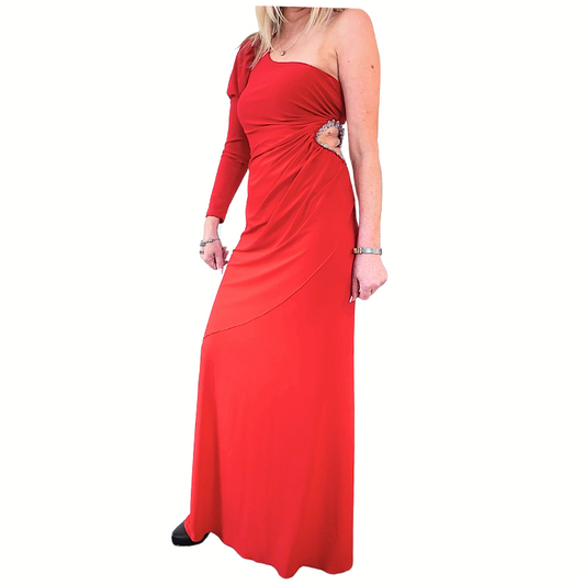 Red formal/ball/red carpet bling cut out dress, size 10