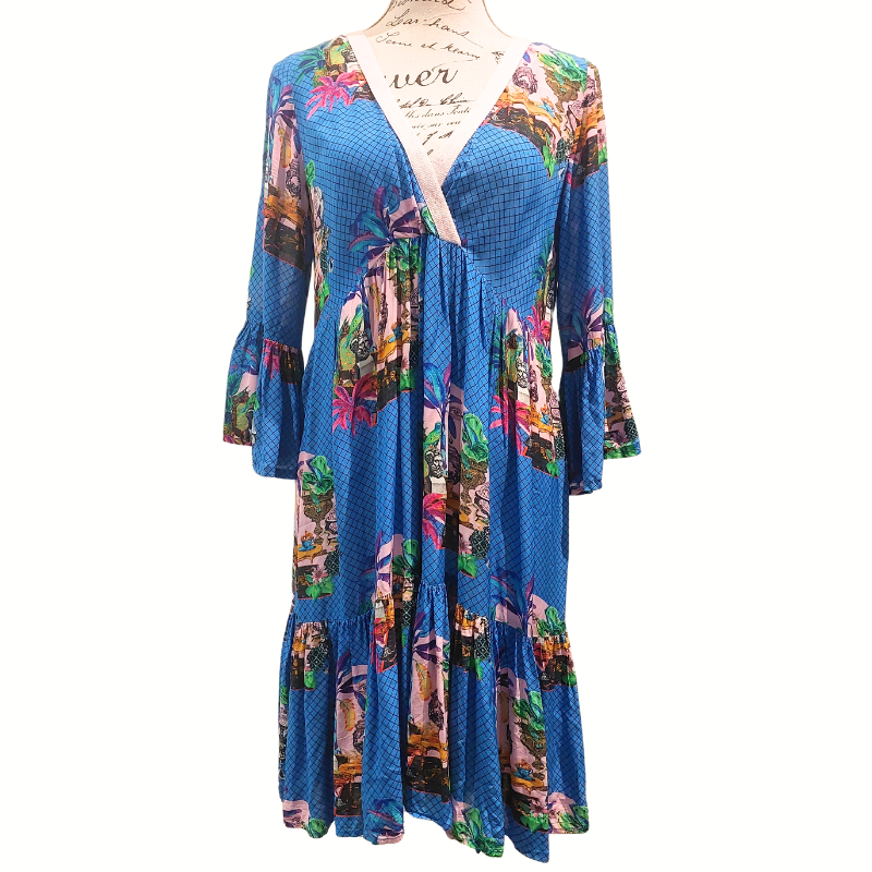 Cooper blue floral dress, size S,  10/12