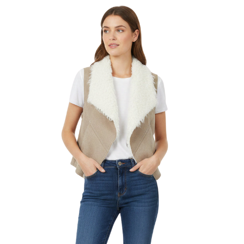 SALE NEW Foil faux suede fluffy vest vest, size 8/10