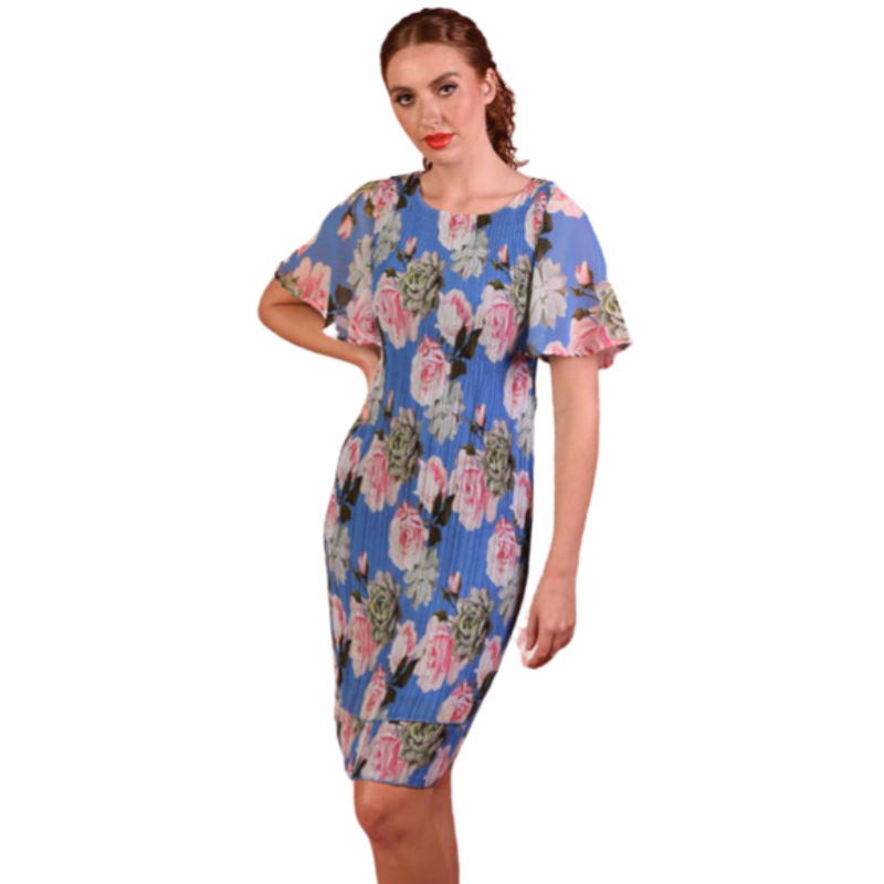 NEW Annah S blue floral dress, size L, 14/16