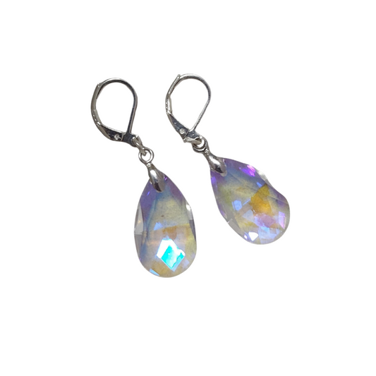 New Swarovski rainbow teardrop crystal earrings