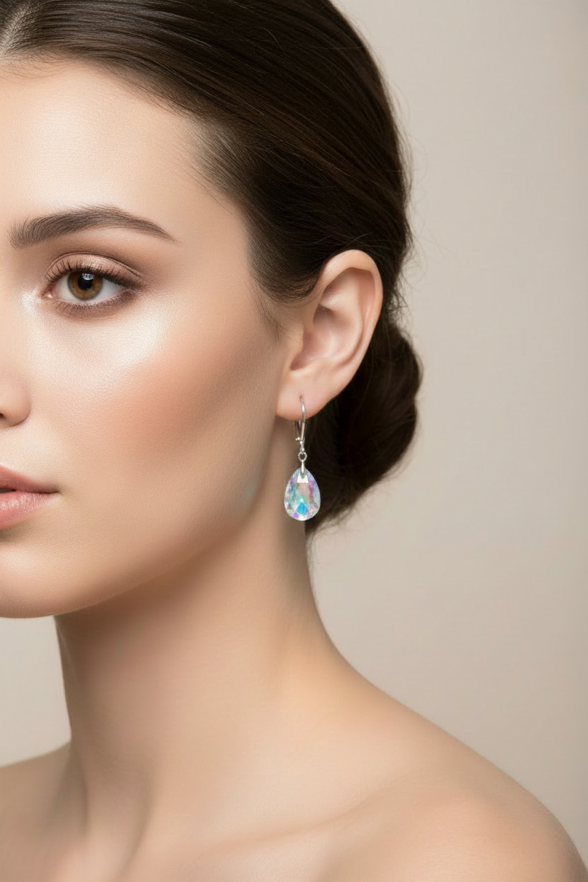New Swarovski about clear teardrop crystal earrings