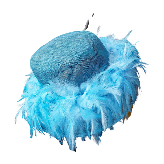 Aqua feather hat-HIRE
