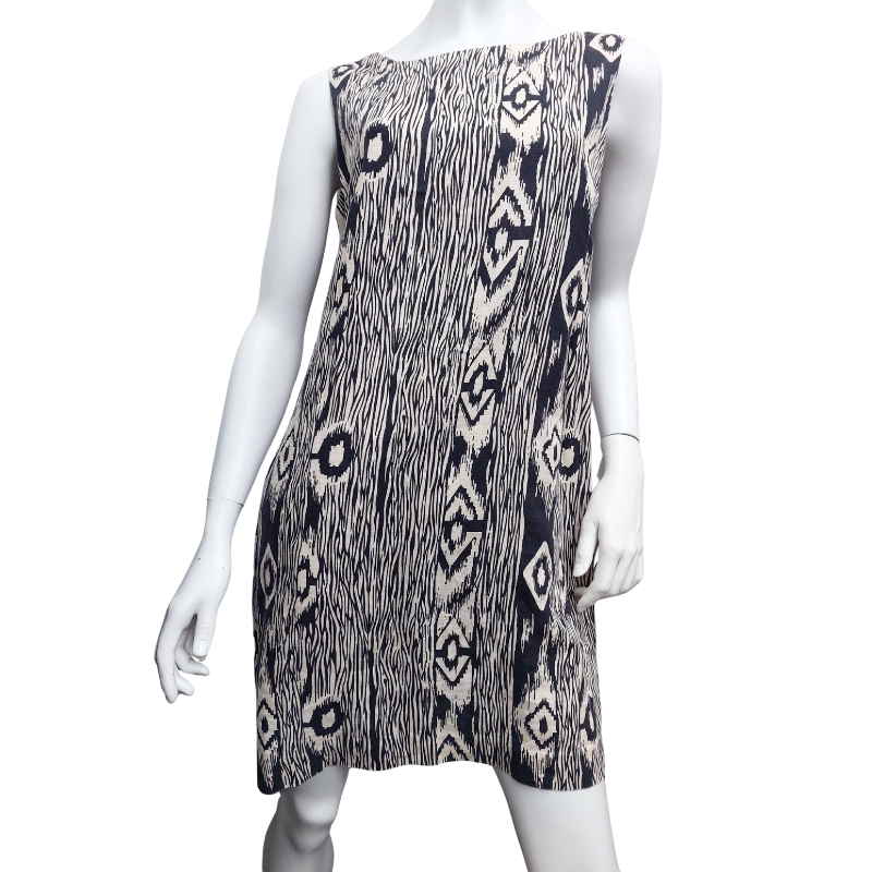 Black & beige linen shift dress, size 12