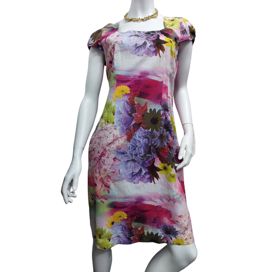 Artisan floral cotton dress, size 14