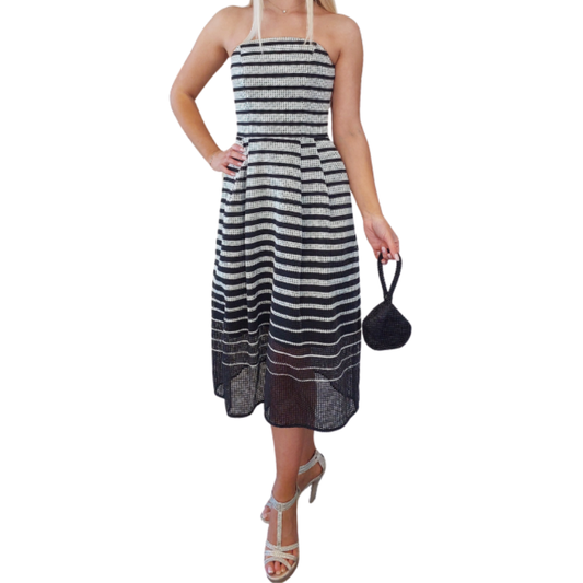 Veronica Maine black & white cocktail dress, size 6