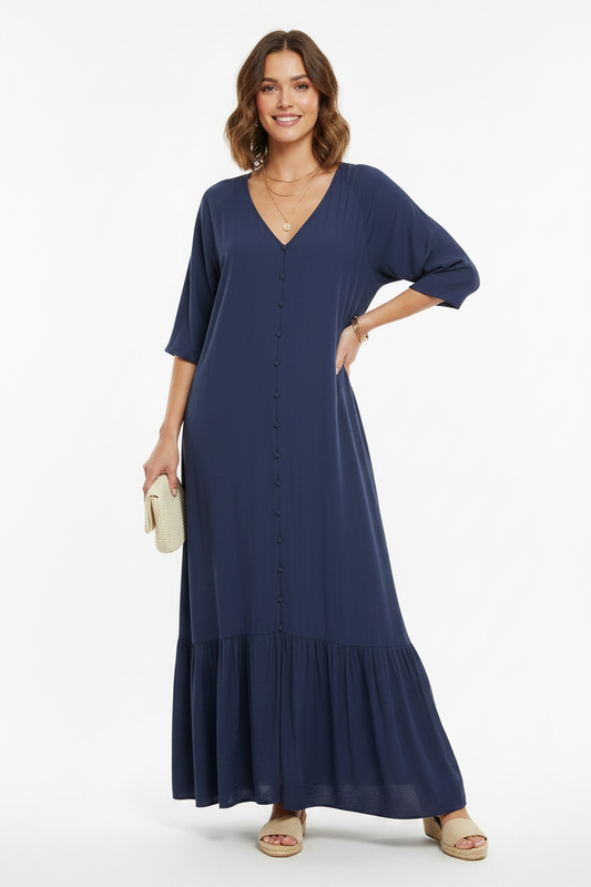 Sass navy viscose maxi dress, size 16