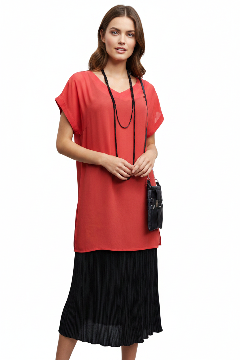 Lemon Tree orange chiffon top, size 18