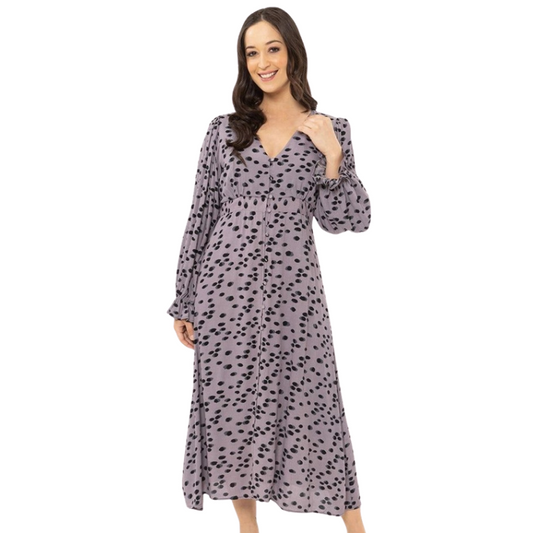 Seeking Lola lilac spotty dress, size 8