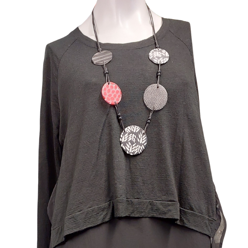 Moochi black merino+ chiffon layering top, size L/14