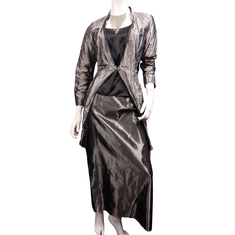 Mosaic silver grey taffeta coat, size 10