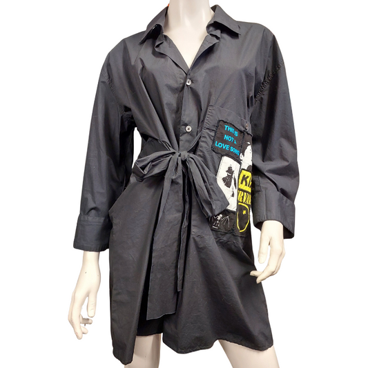 Nom D black cotton shirt, one size 12-14-16