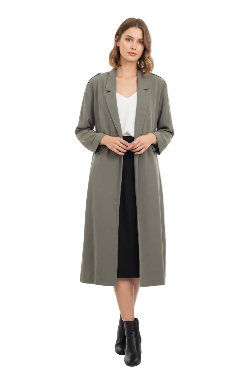 Khaki transeasonal coat, size 8