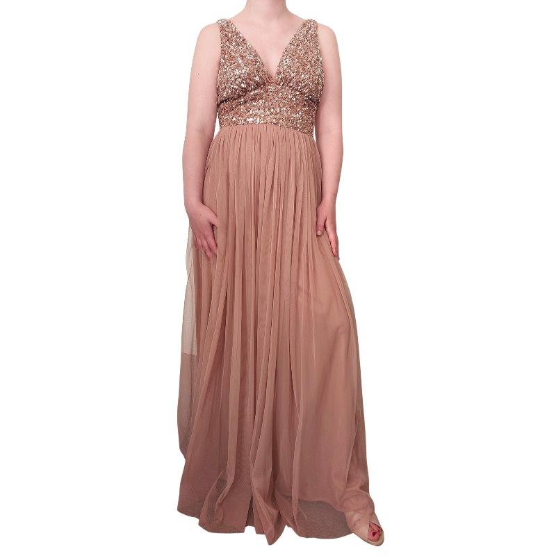 Rose gold sequin formal/ball  dress, size 10-12