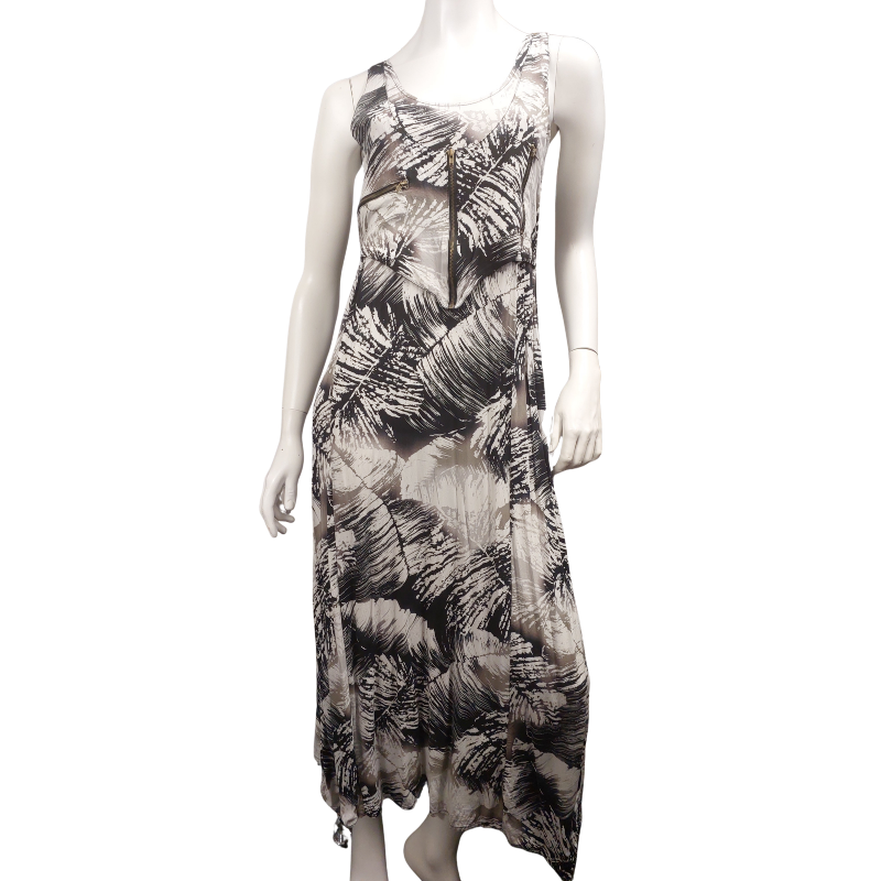 Angle Biba black/ grey/beige maxi Summer dress, size 10