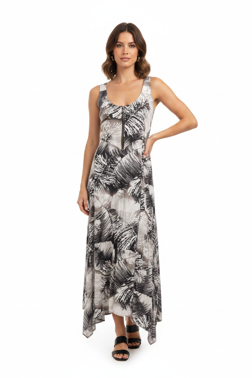 Angel Biba black/ grey/beige maxi Summer dress, size 10