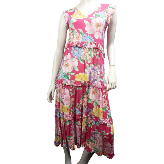 Blue Soul pink floral maxi dress size 10