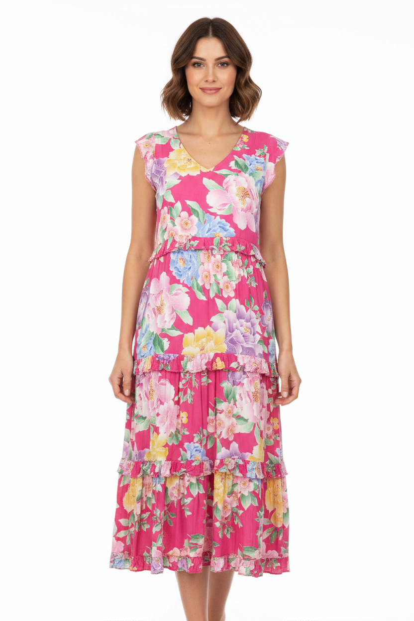Blue Soul pink floral maxi dress size 10