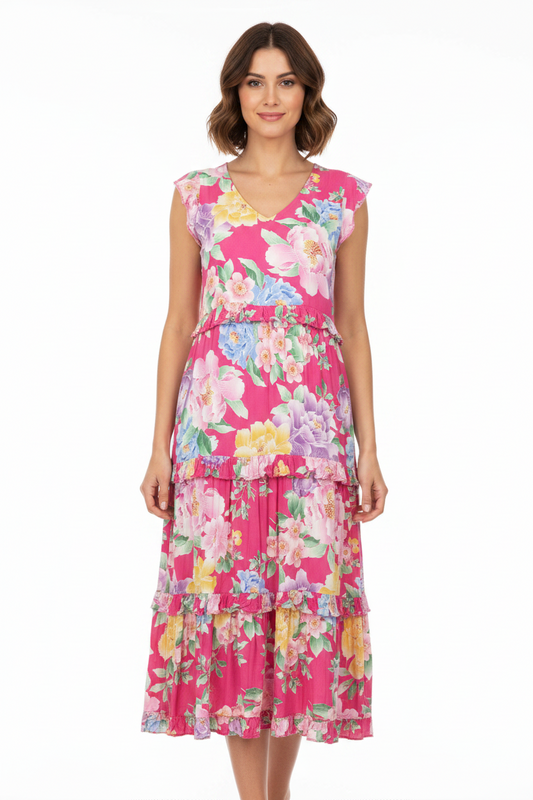 Blue Soul pink floral maxi dress size 10