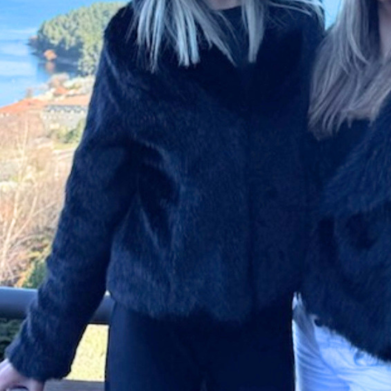 HIRE-NEW LOOK black faux fur jacket, size 8-10