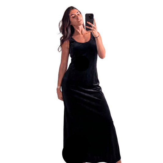 Black velvet crystal neckline formal/ball dress, size 12