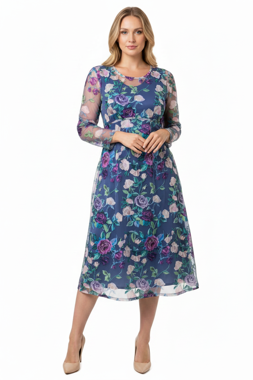 Jellicoe purple embroidered dress, size L, 14-16