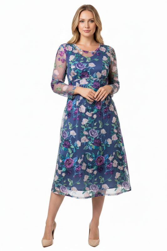 Jellicoe purple embroidered dress, size L, 14-16