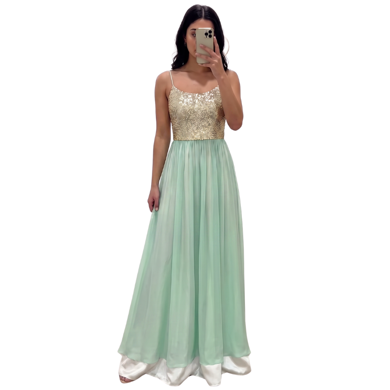 Moss & Spy green silk formal dress size 10/12