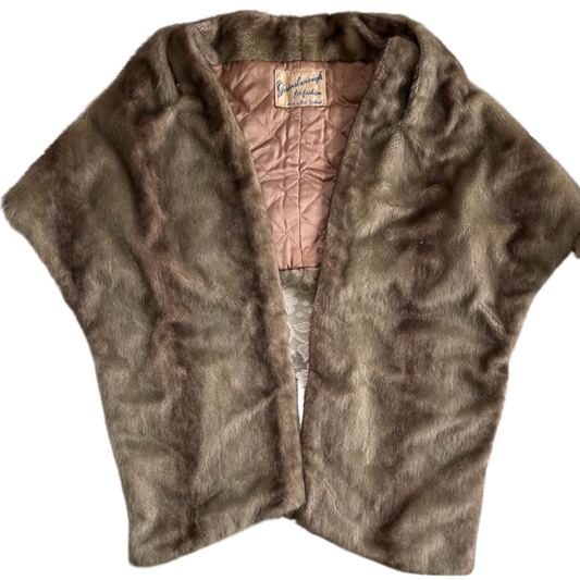 Genuine light brown fur shawl/stole, HIRE $30 or $20 with a dress