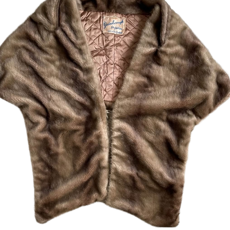Genuine light brown fur shawl/stole, HIRE $30 or $20 with a dress