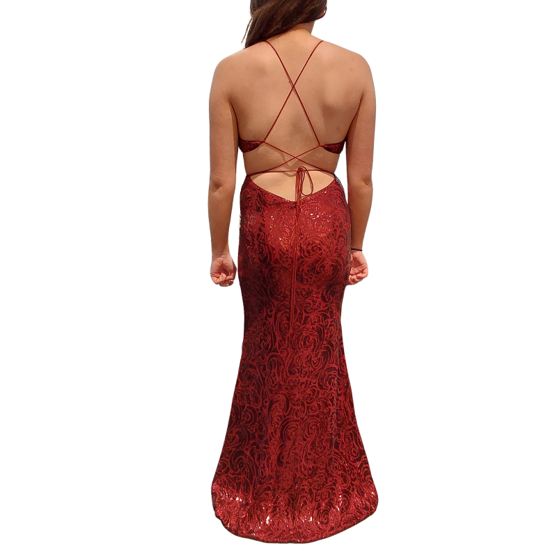 Giffniseti burgundy sequin formal dress, size 10