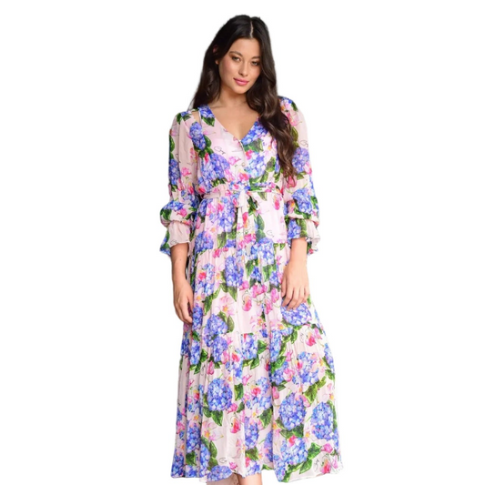 Coop long for you purple floral dress, size 10-HIRE