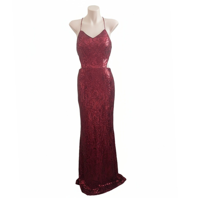 Giffniseti burgundy sequin dress, size 10