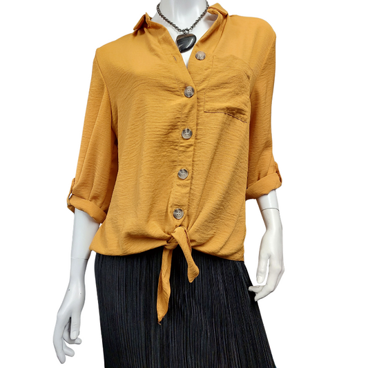 Papaya mustard yellow blouse, size 14