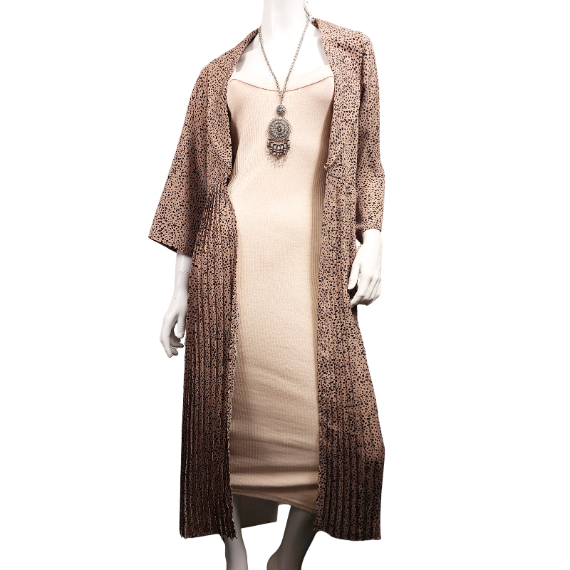 Amaya tan leopard layering coat, size XS, fits 8/10