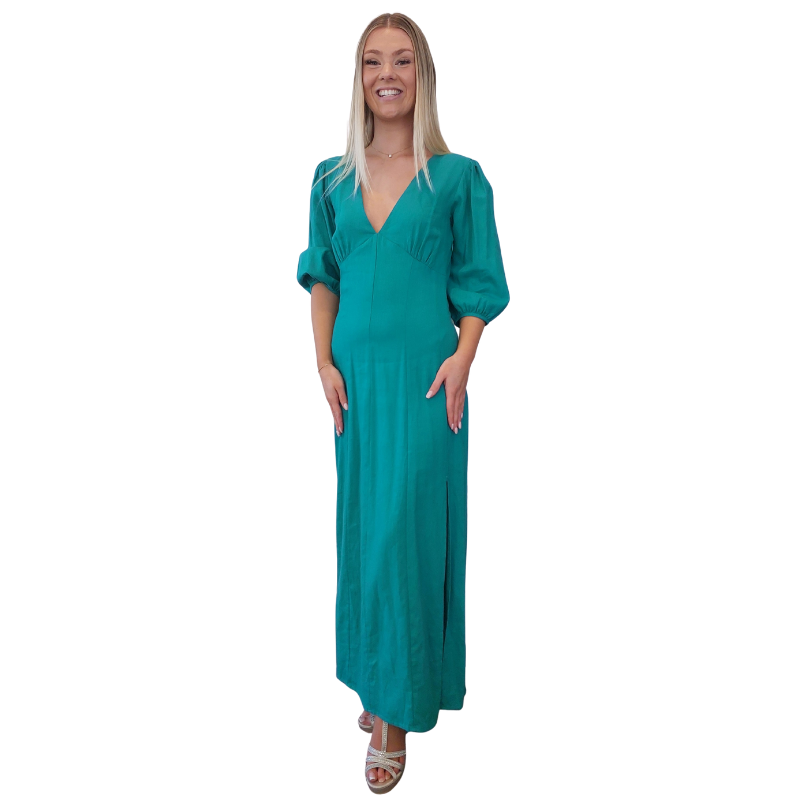 NEW GLASSONS teal linen dress-XS/8