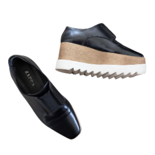 Zappa black leather platforms,  size 7