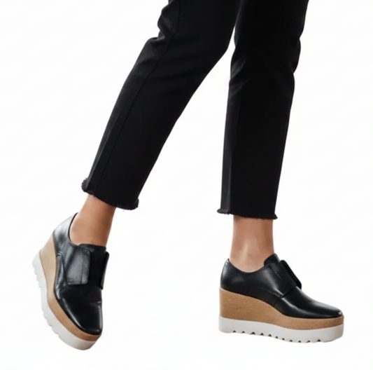 Zappa black leather platforms,  size 7