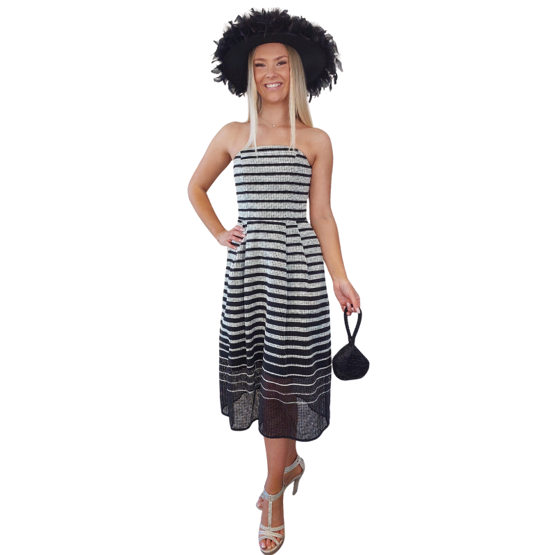 Veronica Maine black & white cocktail dress, size 6