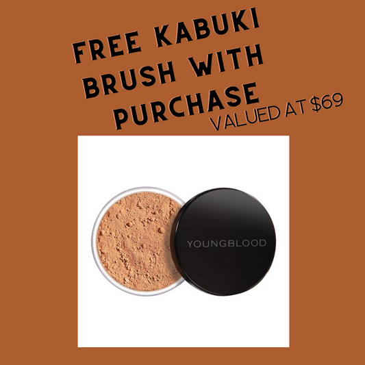 YOUNGBLOOD LOOSE MINERAL FOUNDATION-free Kabuki Brush valued at $69, limited offer!