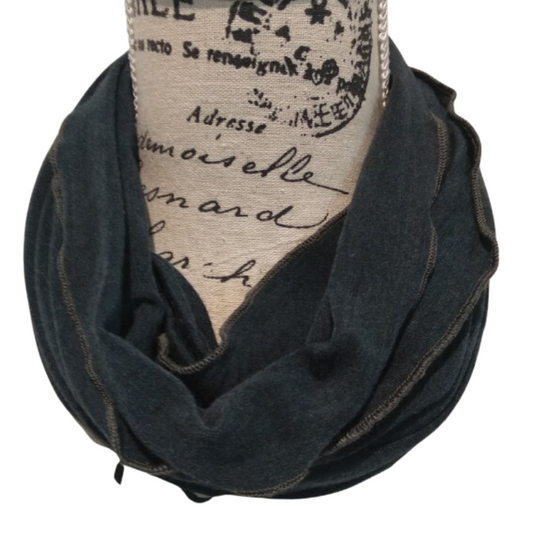 NEW Charcoal/navy continuous merino scarf