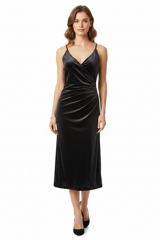 Lioness slate blue grey velvet wrap dress-M 10-12