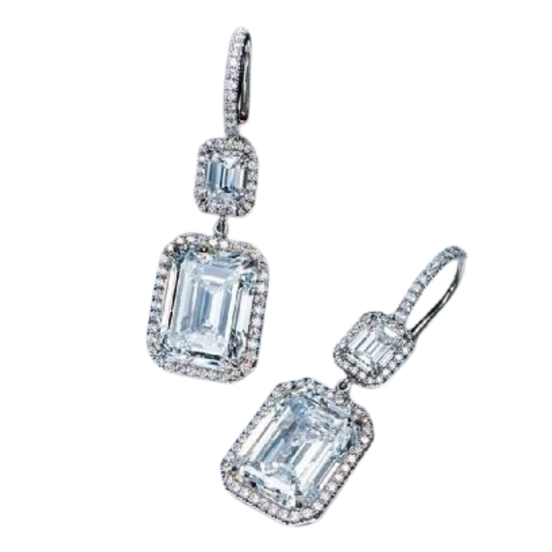 NEW Silver plated CZ earrings-33mm