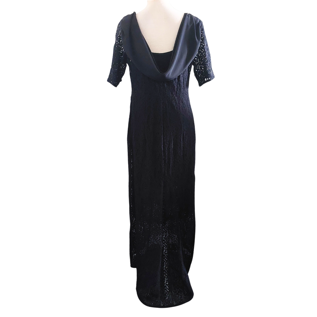 Annah S  black lace ball/formal dress, size 12-14-RENT ONLY