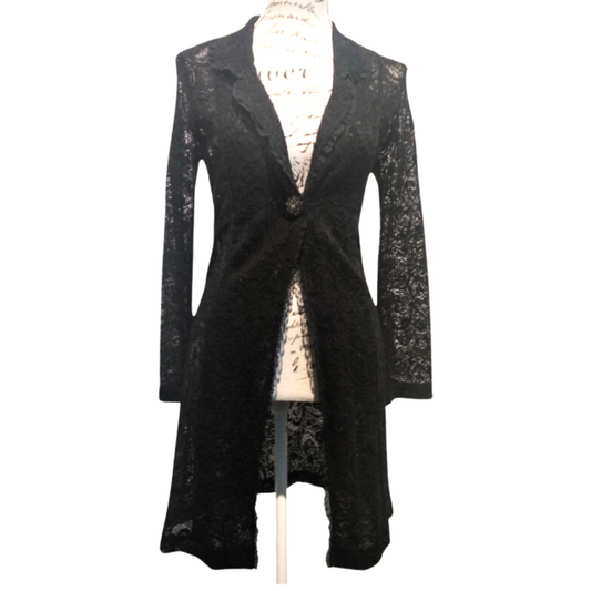 Mazi black lace layering coat, size 10
