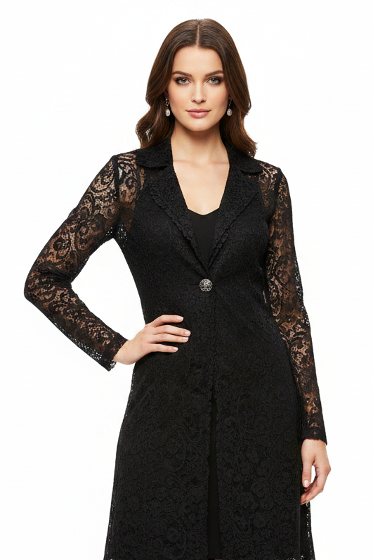 Mazi black lace layering coat, size 10