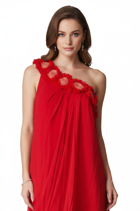 Augustine red silk dress, size M/12