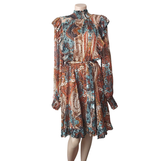 NEW Augustine Autumn tones silky dress, size M/12