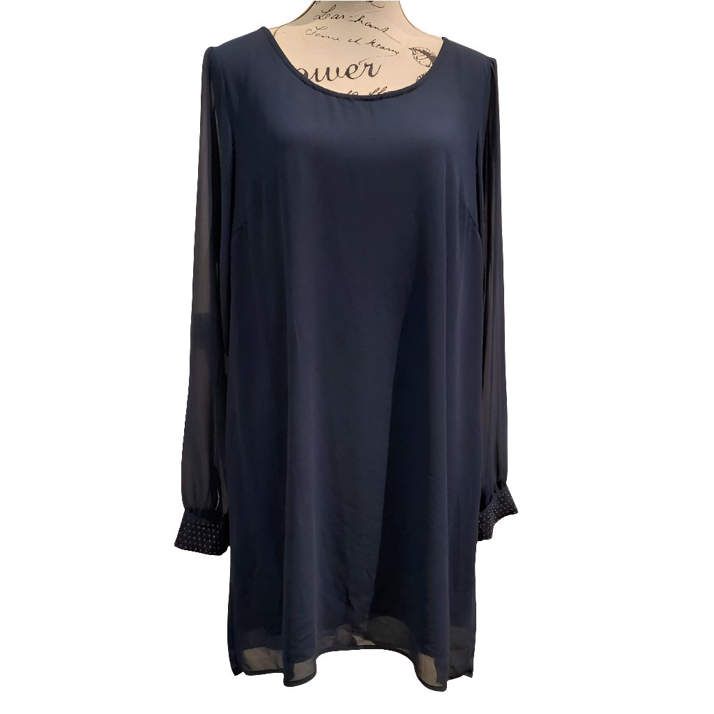 Vila navy chiffon formal dress/top, size 14